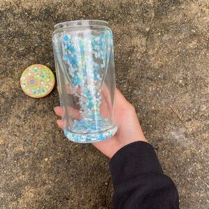 12oz handmade snowflake snowglobe tumbler
